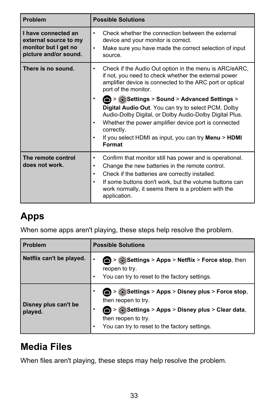 Apps, Media files, Apps media files | GIGABYTE S55U 54.6" 3840 x 2160 HDR 120 Hz Gaming Monitor User Manual | Page 34 / 46