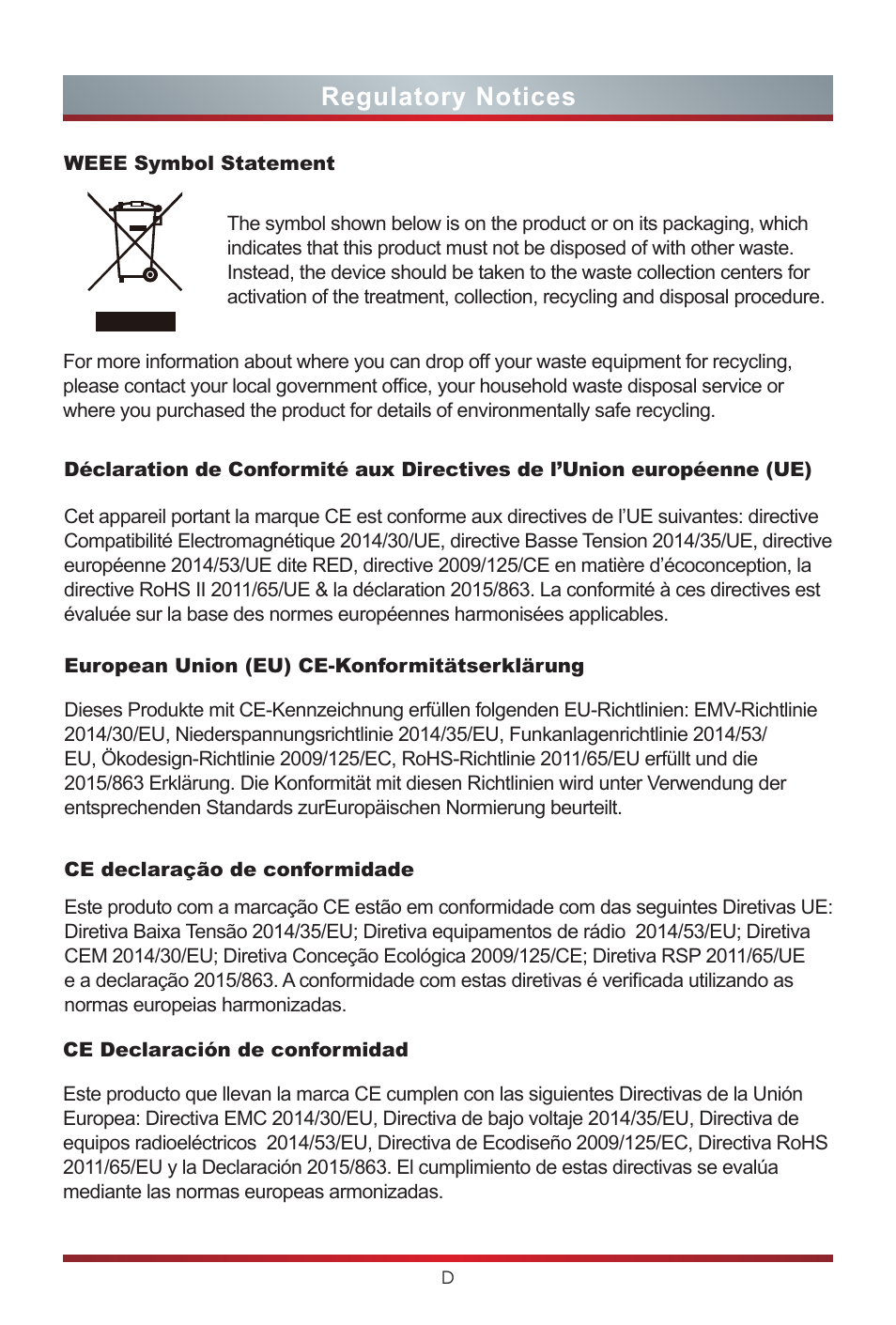 Regulatory notices | GIGABYTE S55U 54.6" 3840 x 2160 HDR 120 Hz Gaming Monitor User Manual | Page 41 / 46
