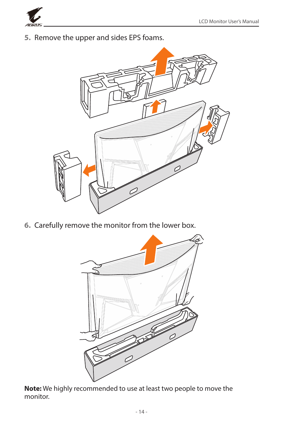 GIGABYTE AORUS FV43U 43" 16:9 4K Quantum Dot 144 Hz HDR VA Gaming Monitor User Manual | Page 14 / 46