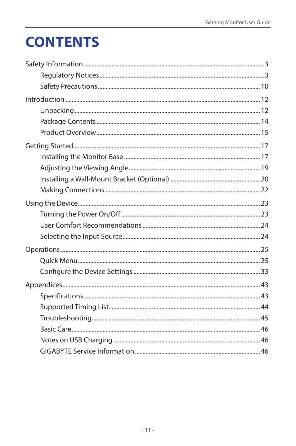 GIGABYTE M27Q 27" KVM FreeSync 170 Hz QHD HDR IPS Gaming Monitor User Manual | Page 11 / 46