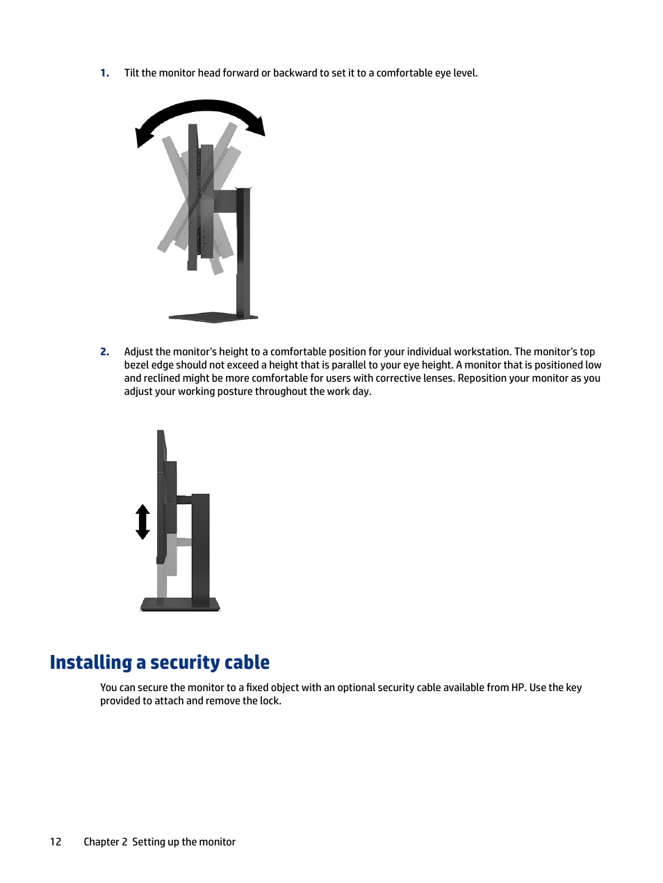 Installing a security cable | HP OMEN 27" HDR 165 Hz Gaming Monitor User Manual | Page 18 / 41