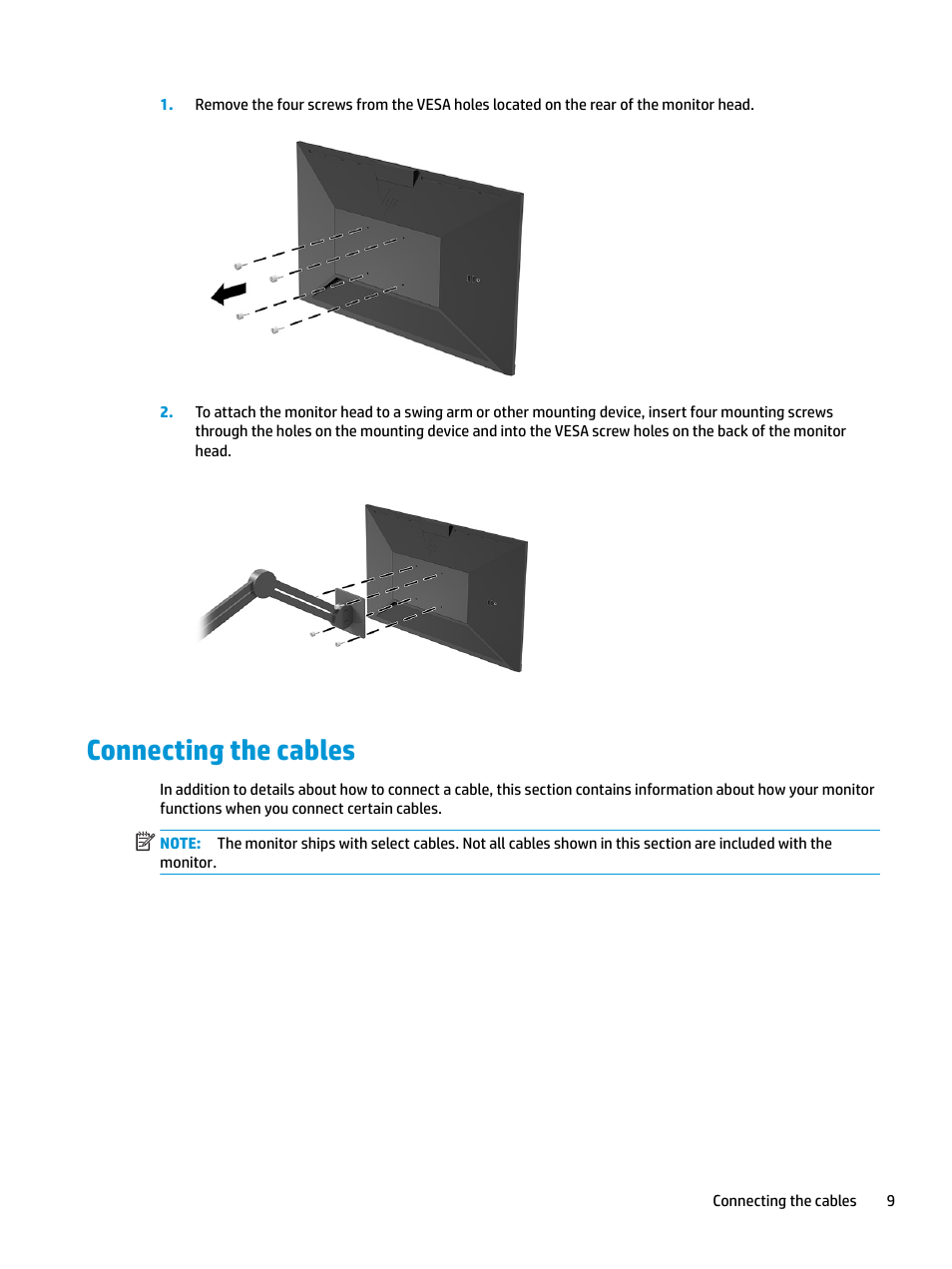 Connecting the cables | HP E27d G4 27" 16:9 Advanced Docking IPS Monitor User Manual | Page 17 / 52