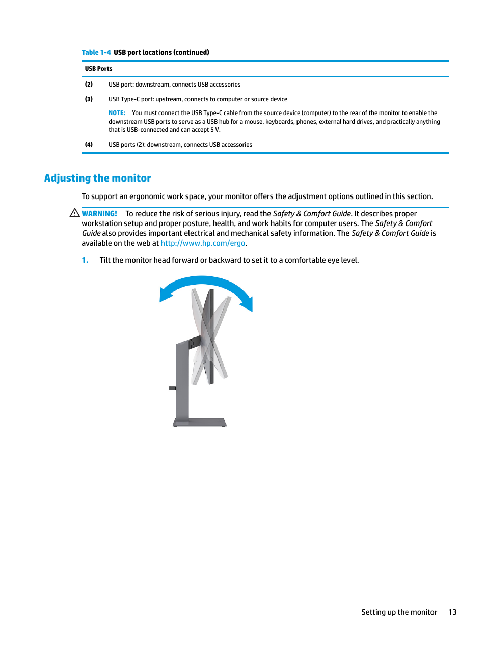 Adjusting the monitor | HP Z31x 31.1" 17:9 DreamColor Studio Cinema 4K IPS Display User Manual | Page 21 / 45