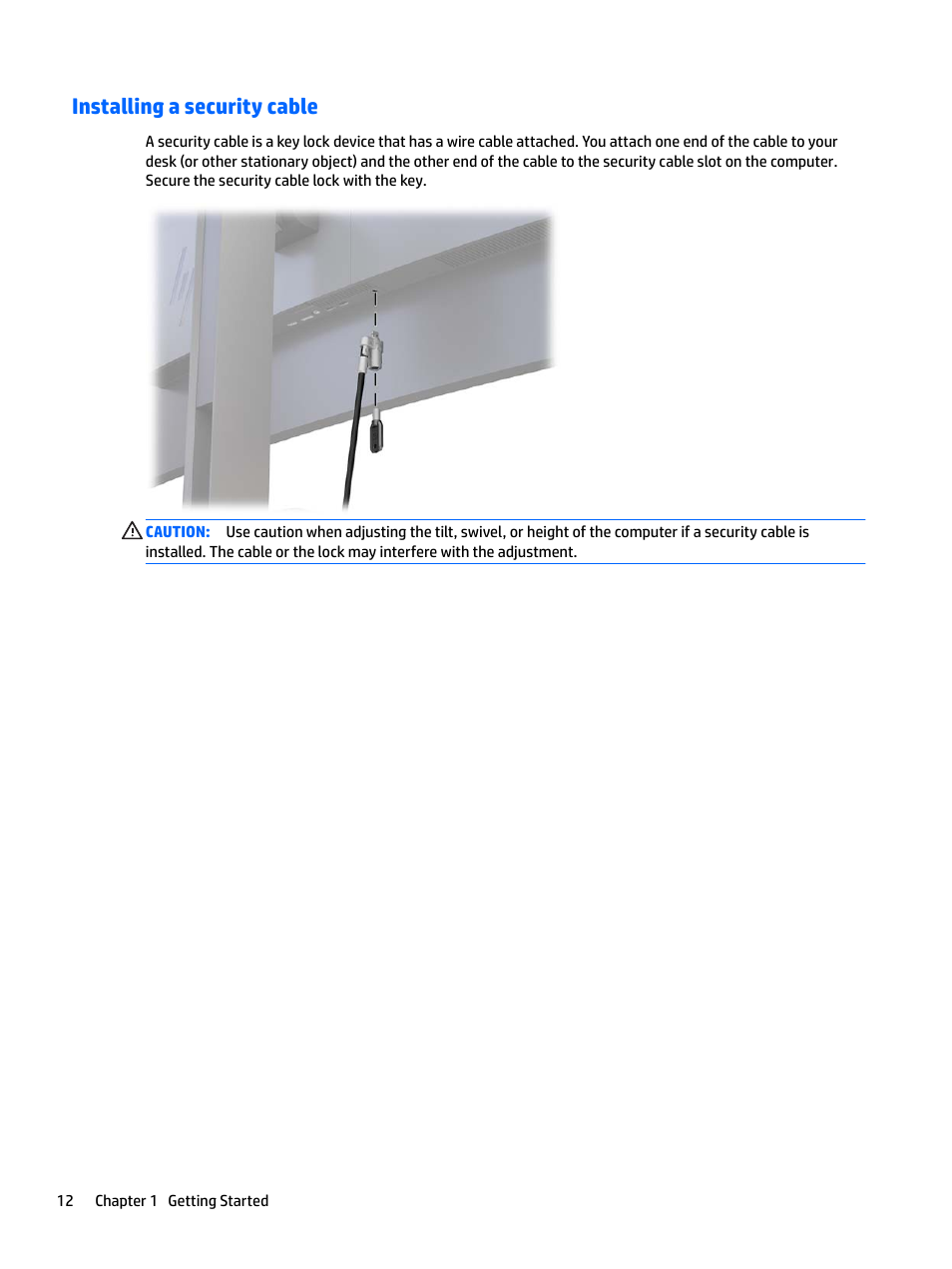 Installing a security cable | HP Z38c 37.5" 21:9 Curved IPS Monitor (Smart Buy) User Manual | Page 18 / 30