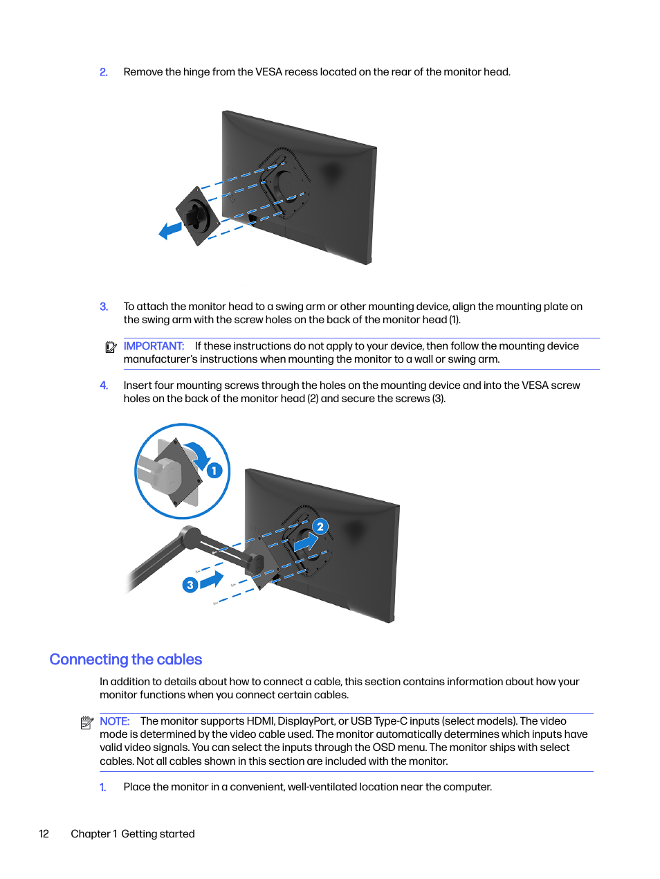 Connecting the cables | HP OMEN 27s 27" HDR 240 Hz Gaming Monitor User Manual | Page 17 / 49