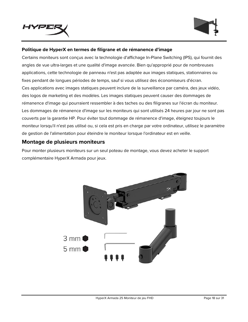 Montage de plusieurs moniteurs | HyperX Armada 25 24.5" 240 Hz Gaming Monitor User Manual | Page 112 / 499