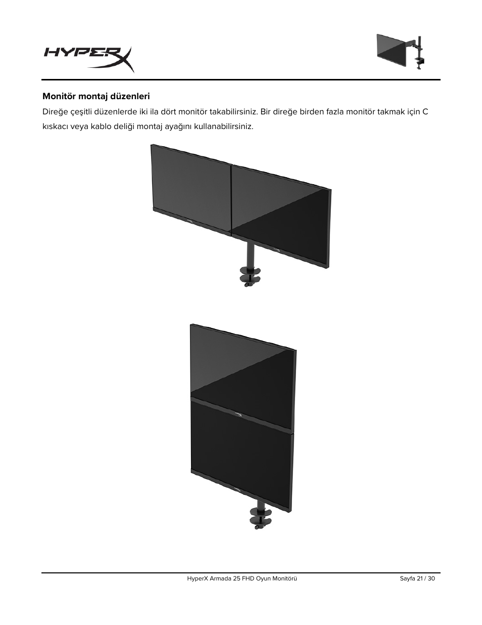 Monitör montaj düzenleri | HyperX Armada 25 24.5" 240 Hz Gaming Monitor User Manual | Page 271 / 499