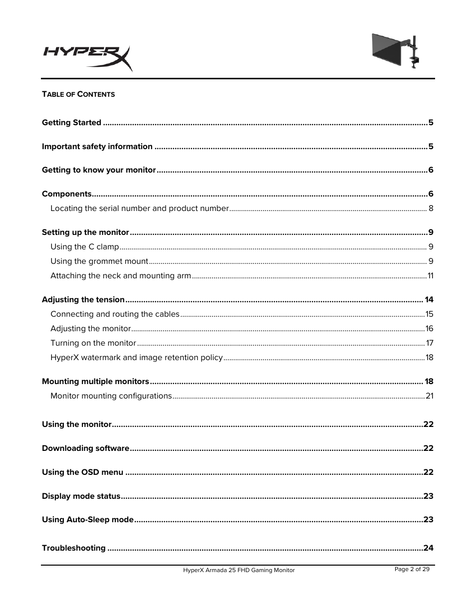 HyperX Armada 25 24.5" 240 Hz Gaming Monitor User Manual | Page 3 / 499