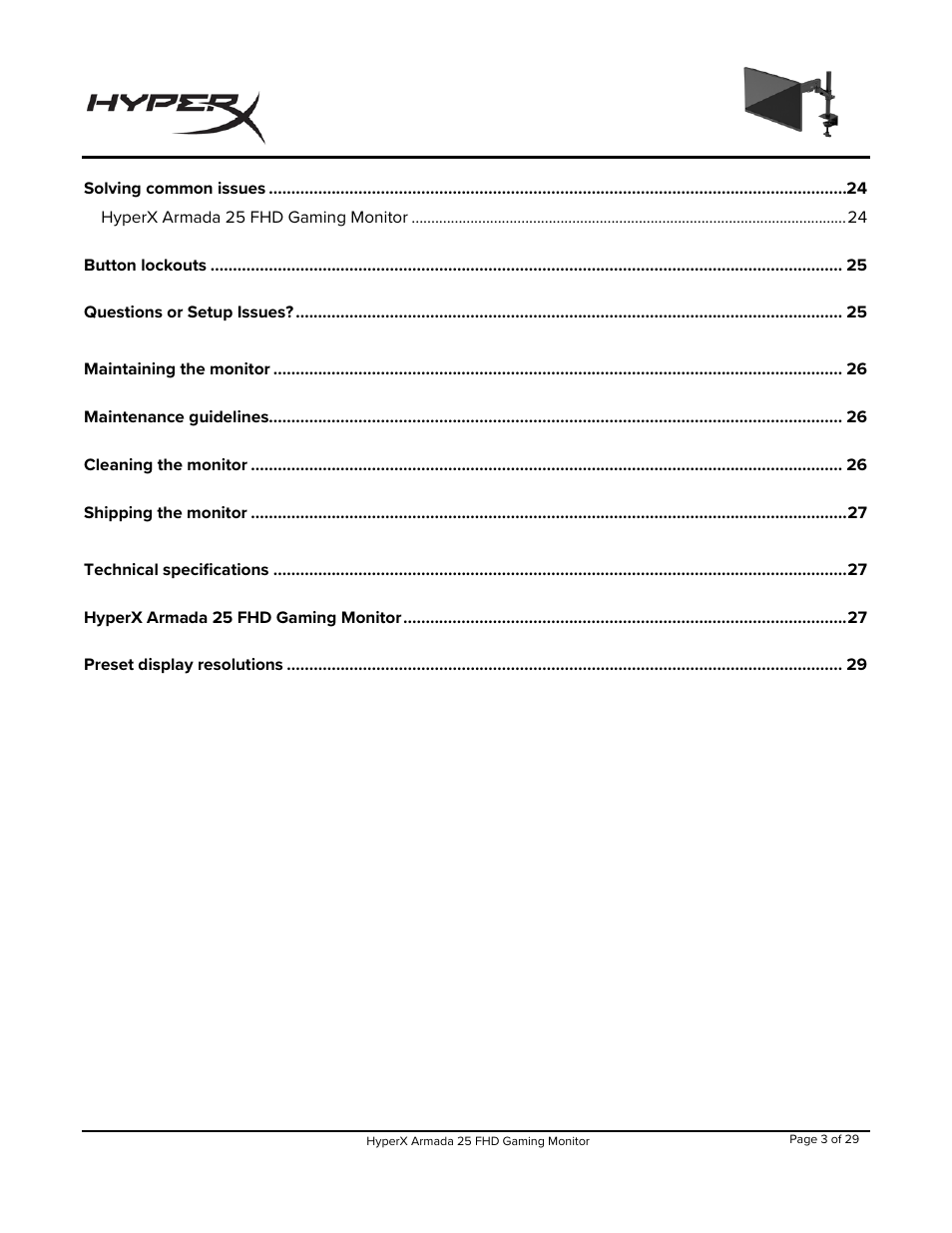 HyperX Armada 25 24.5" 240 Hz Gaming Monitor User Manual | Page 4 / 499