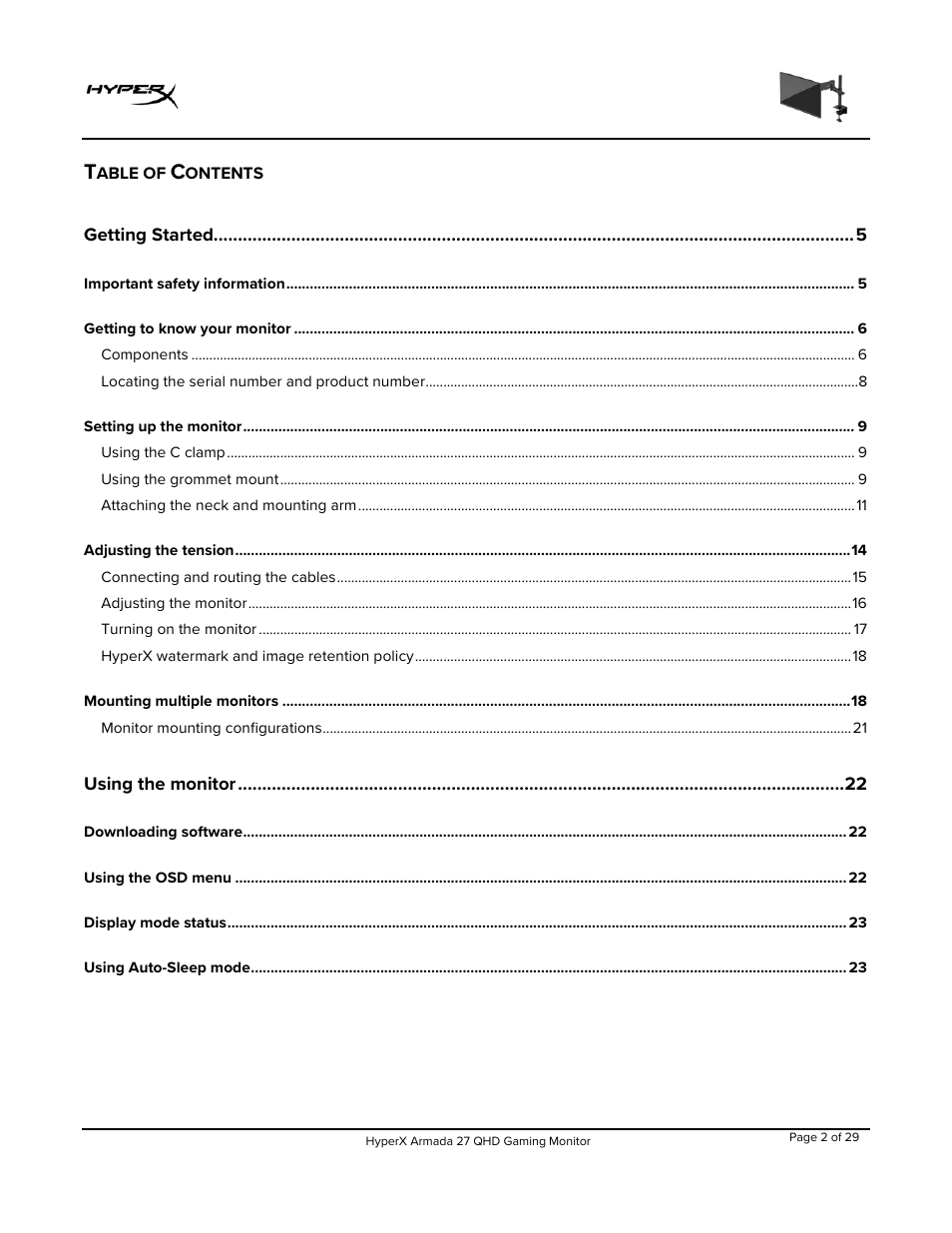 HyperX Armada 27 27" 1440p HDR 165 Hz Gaming Monitor User Manual | Page 3 / 487