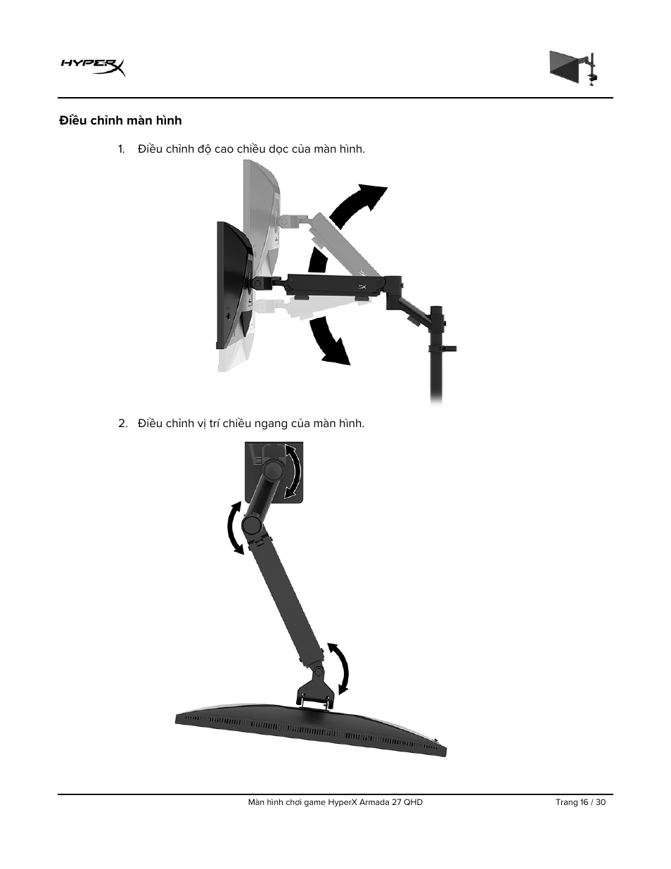 Điều chỉnh màn hình | HyperX Armada 27 27" 1440p HDR 165 Hz Gaming Monitor User Manual | Page 383 / 487