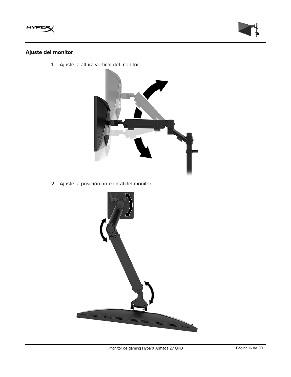 Ajuste del monitor | HyperX Armada 27 27" 1440p HDR 165 Hz Gaming Monitor User Manual | Page 46 / 487