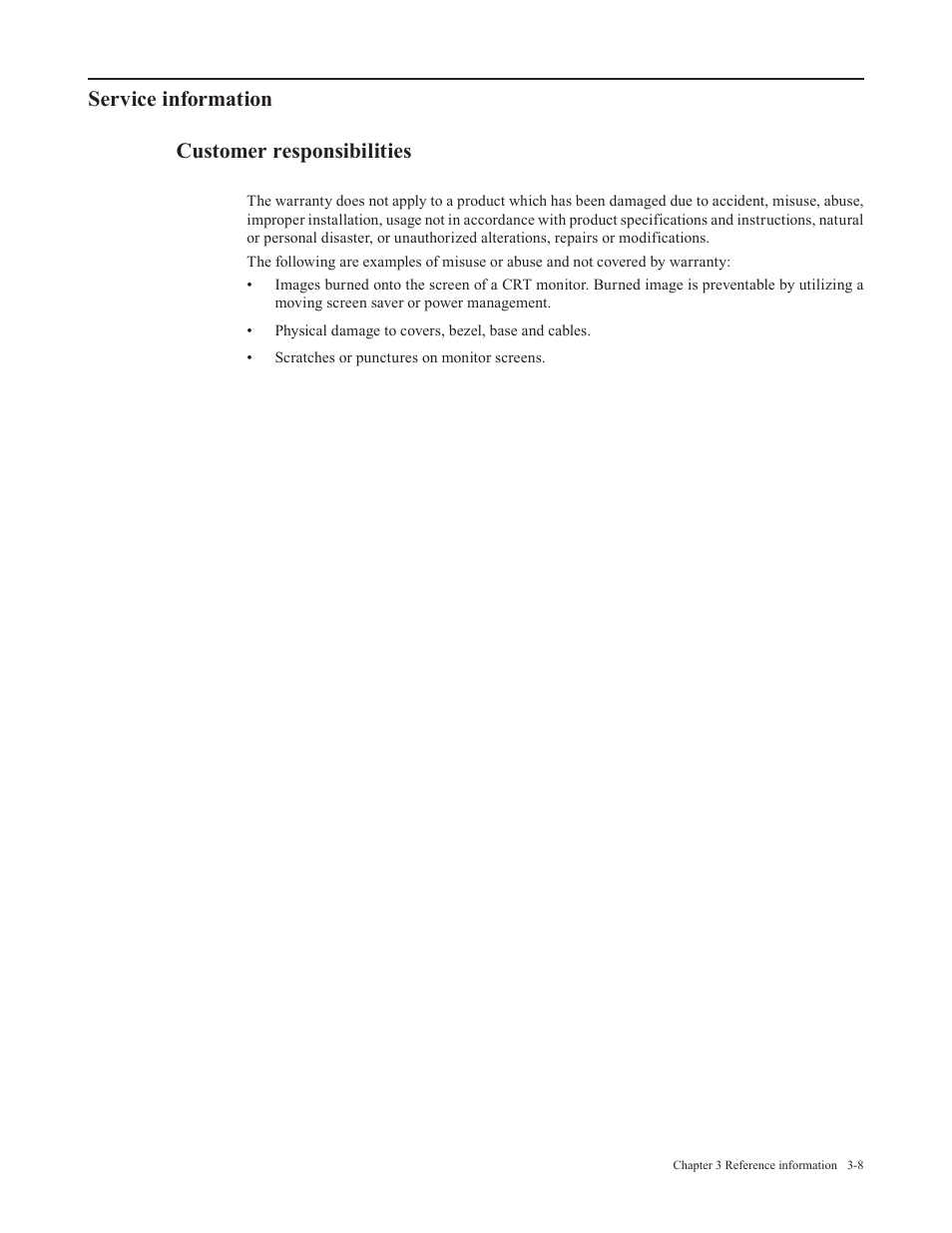 Service information, Customer responsibilities, Service information customer responsibilities | Lenovo Legion Y27-30 27" 180 Hz HDR Monitor User Manual | Page 30 / 34