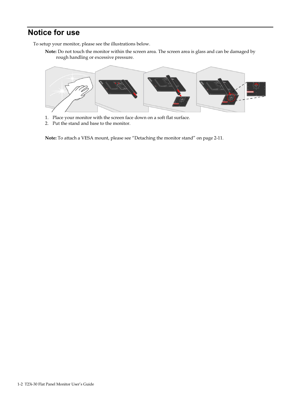Notice for use, Notice for use -2 | Lenovo ThinkVision T23i-30 23" Monitor User Manual | Page 10 / 41