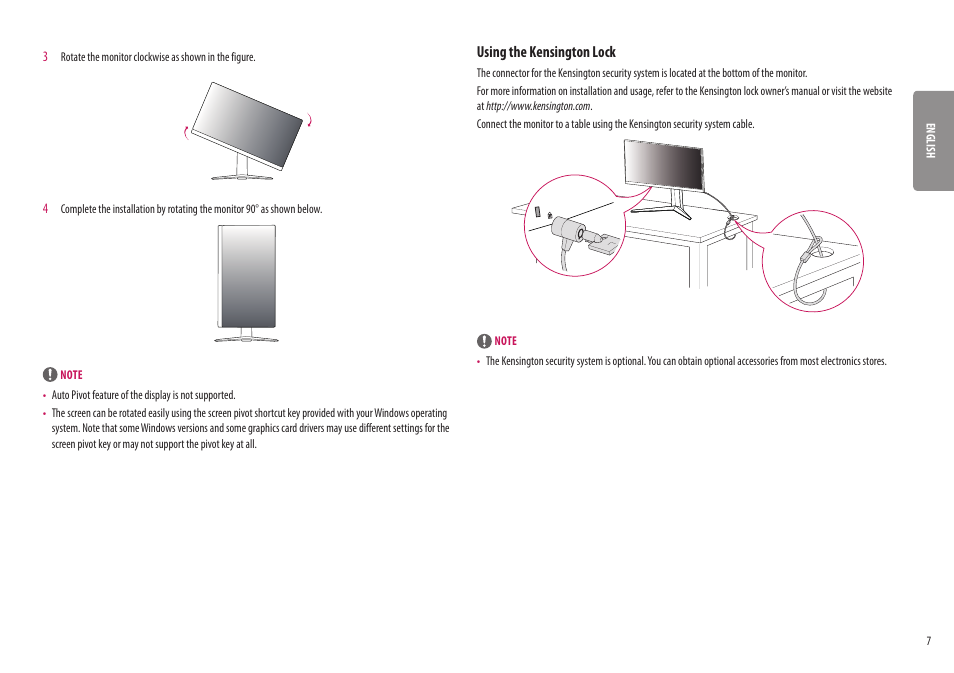Using the kensington lock | LG UltraGear 31.5" 4K HDR 144 Hz Gaming Monitor User Manual | Page 7 / 32