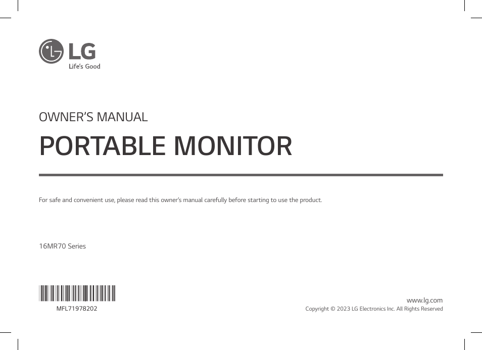 LG gram +view 16" QHD+ Portable Monitor (Silver) User Manual | 12 pages