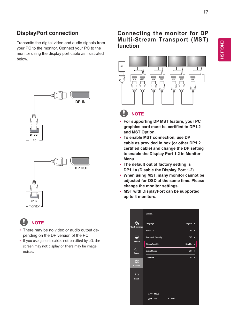 Displayport connection | LG 24BK750Y-B 24" 16:9 IPS Monitor User Manual | Page 18 / 29