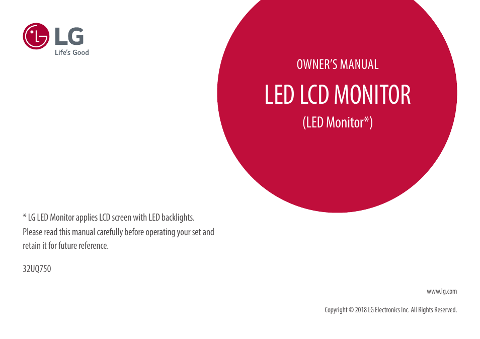 LG 32UQ750-W 31.5" 4K HDR 144 Hz Gaming Monitor User Manual | 32 pages