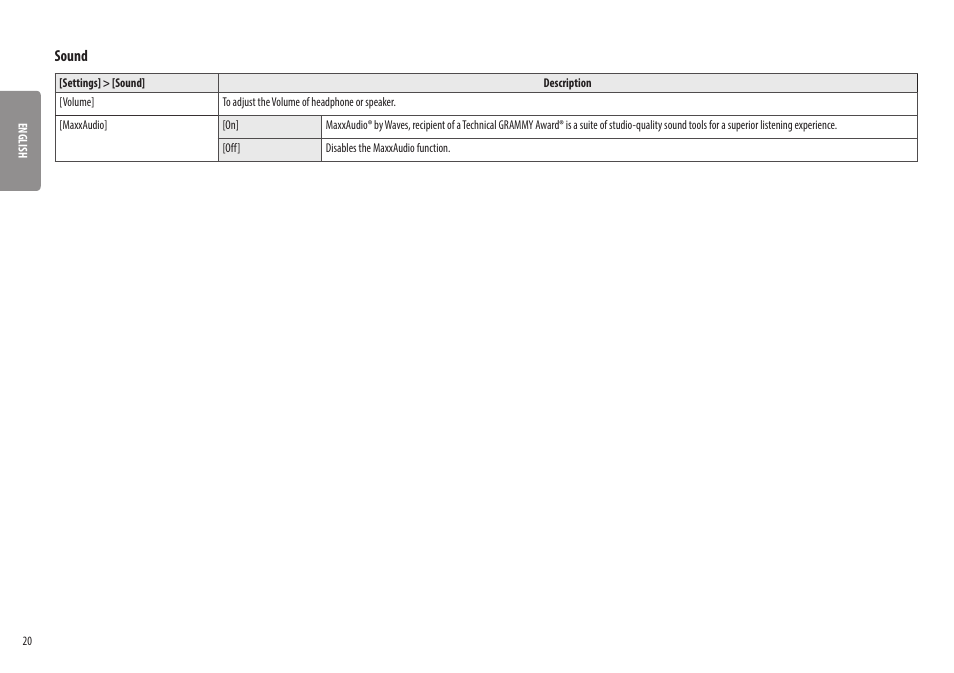 Sound | LG 32UQ750-W 31.5" 4K HDR 144 Hz Gaming Monitor User Manual | Page 20 / 32