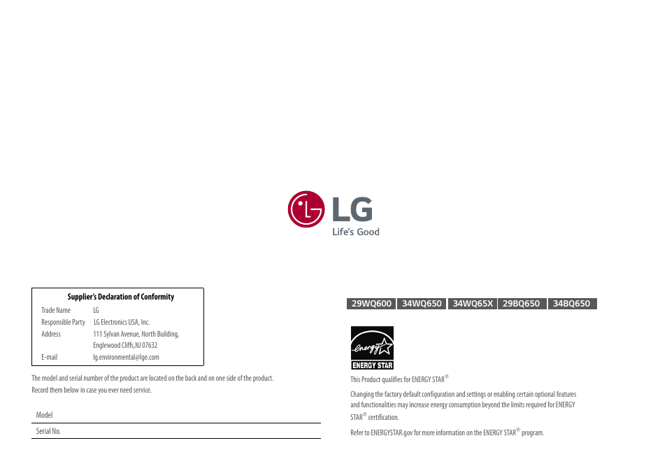 LG UltraWide 34BQ650-W 34" 1080p HDR 100 Hz Monitor User Manual | Page 40 / 40