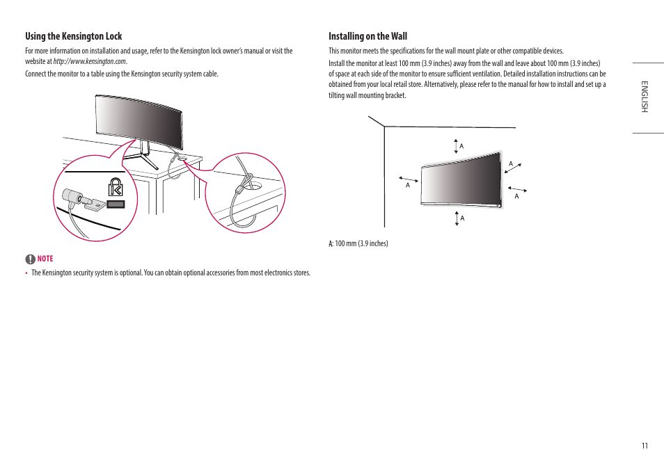 LG UltraGear 34GP950G-B 34" 21:9 Curved G-Sync QHD 144 Hz HDR IPS Gaming Monitor User Manual | Page 11 / 30