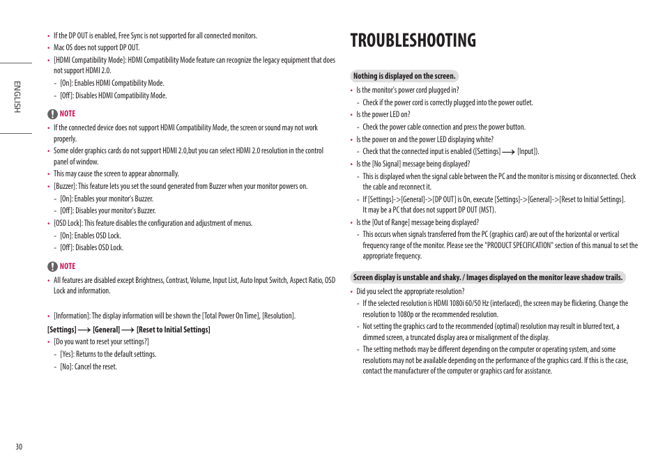 Troubleshooting | LG Ergo Dual 27" 1440p HDR Monitors User Manual | Page 30 / 39