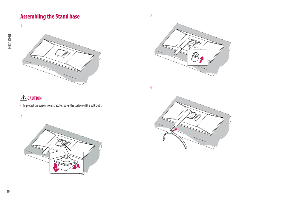 Assembling the stand base | LG 32HL512D-B 31.5" 8MP Color Diagnostic 16:9 4K HDR IPS Monitor User Manual | Page 10 / 42
