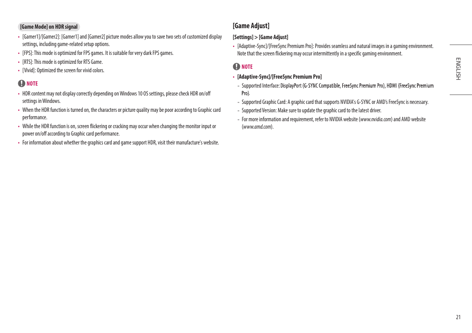 Game adjust | LG 27GN95B-B 27" 16:9 144 Hz IPS 4K Gaming Monitor (Black & Red) User Manual | Page 21 / 33
