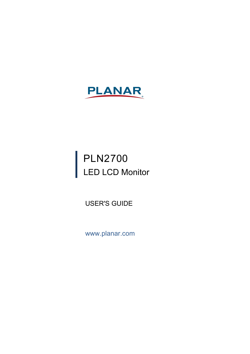 Planar Systems PLN2700 27" Monitor User Manual | 26 pages