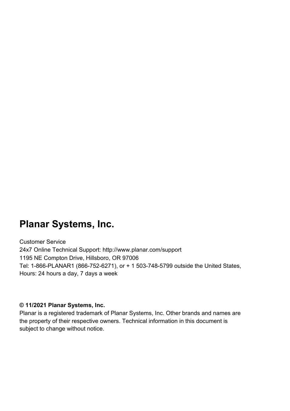 Planar systems, inc | Planar Systems PLN2700 27" Monitor User Manual | Page 26 / 26