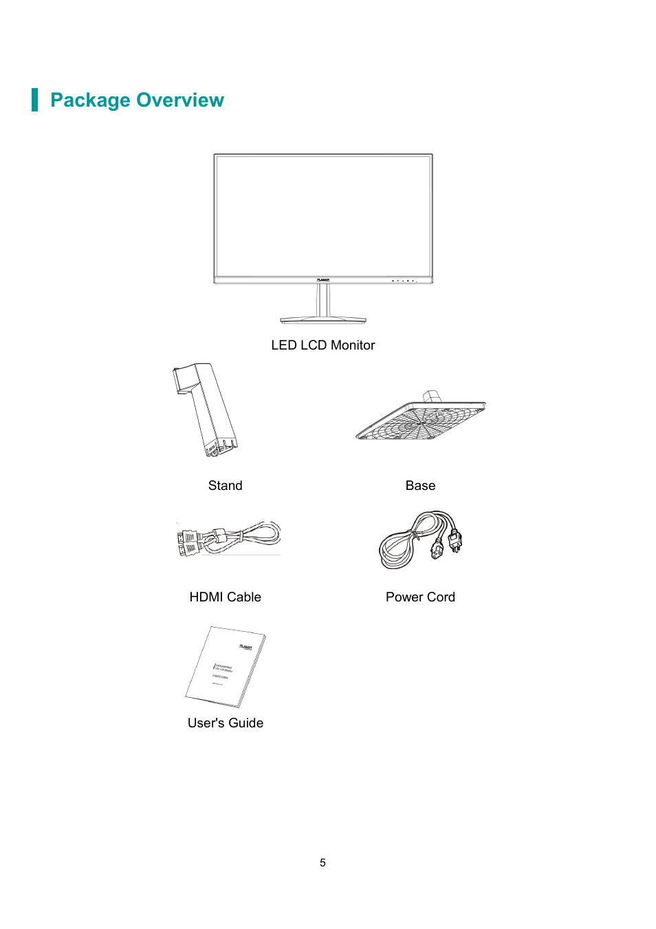 Package overview | Planar Systems PLN2700 27" Monitor User Manual | Page 7 / 26