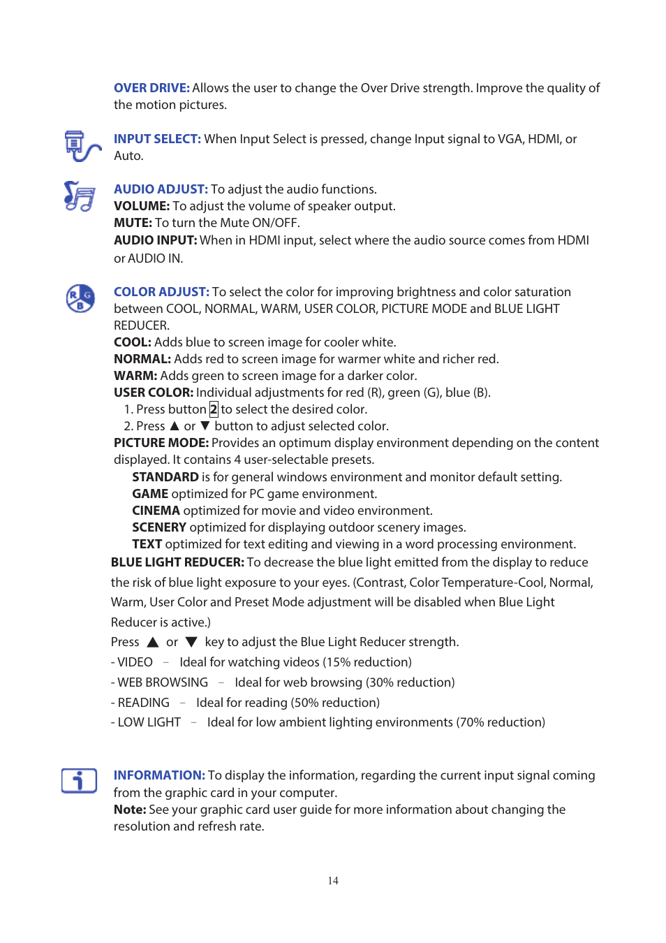 Planar Systems PLL2251MW 21.5" 16:9 Full HD LED LCD Monitor User Manual | Page 15 / 23