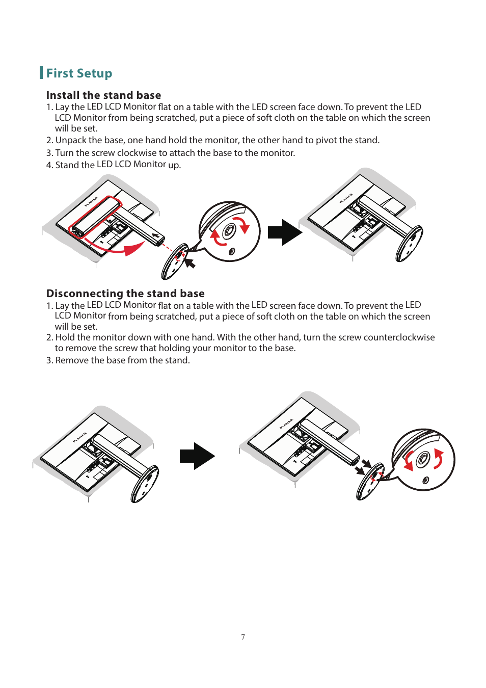 First setup | Planar Systems PLL2251MW 21.5" 16:9 Full HD LED LCD Monitor User Manual | Page 8 / 23