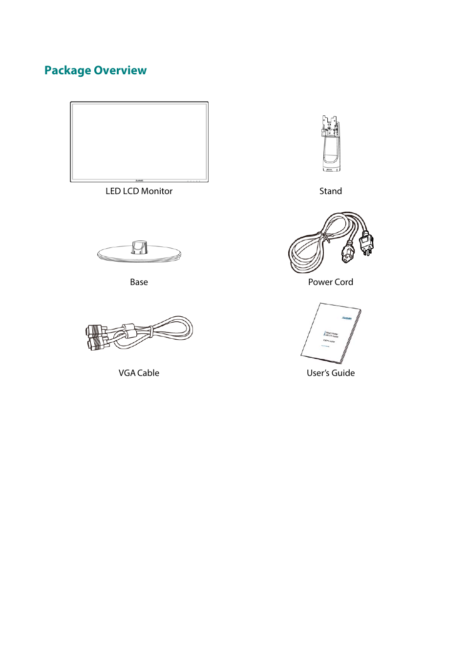 Package overview | Planar Systems PLN2770W 27" 16:9 IPS Monitor User Manual | Page 7 / 22