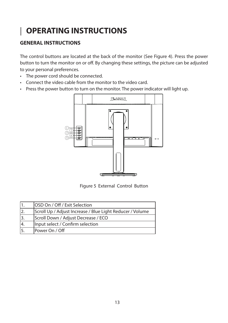 Operating instructions, General instructions | Planar Systems PZD2410 23.8" Monitor User Manual | Page 15 / 32