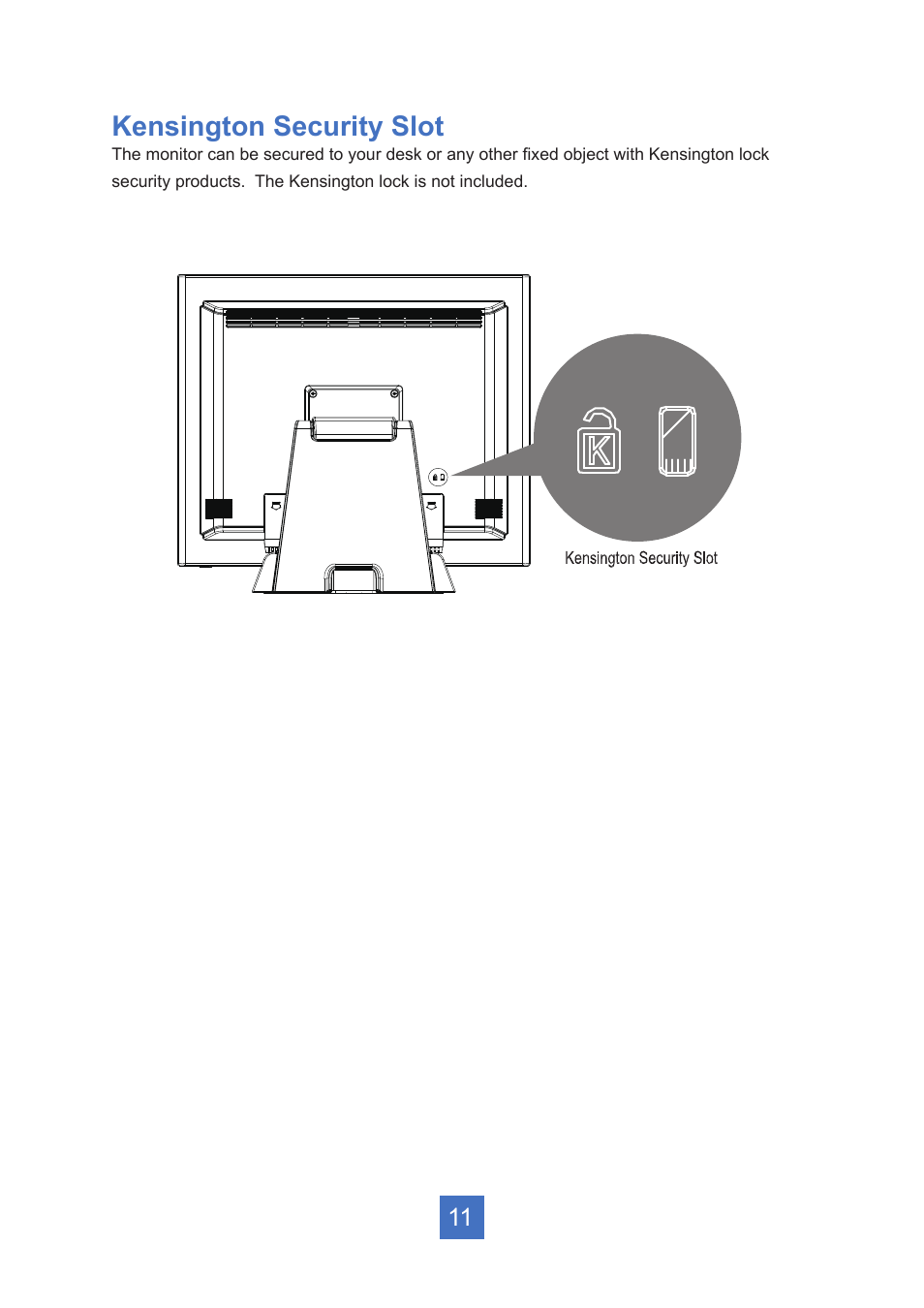 Kensington security slot | Planar Systems PT1945R 19" Single-Touch Specialty Monitor User Manual | Page 16 / 33