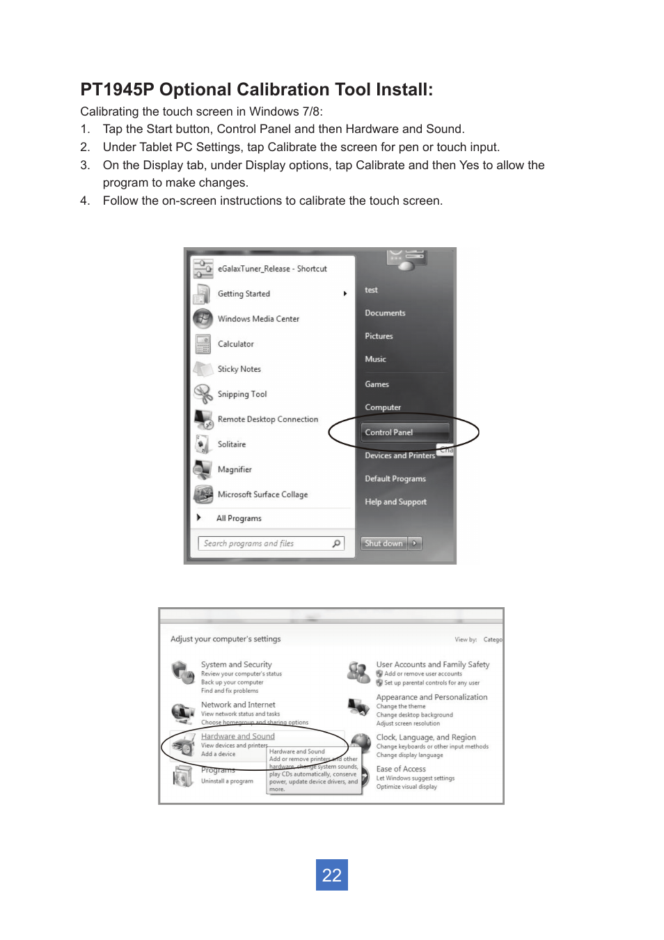 Pt1945p optional calibration tool install | Planar Systems PT1945R 19" Single-Touch Specialty Monitor User Manual | Page 27 / 33
