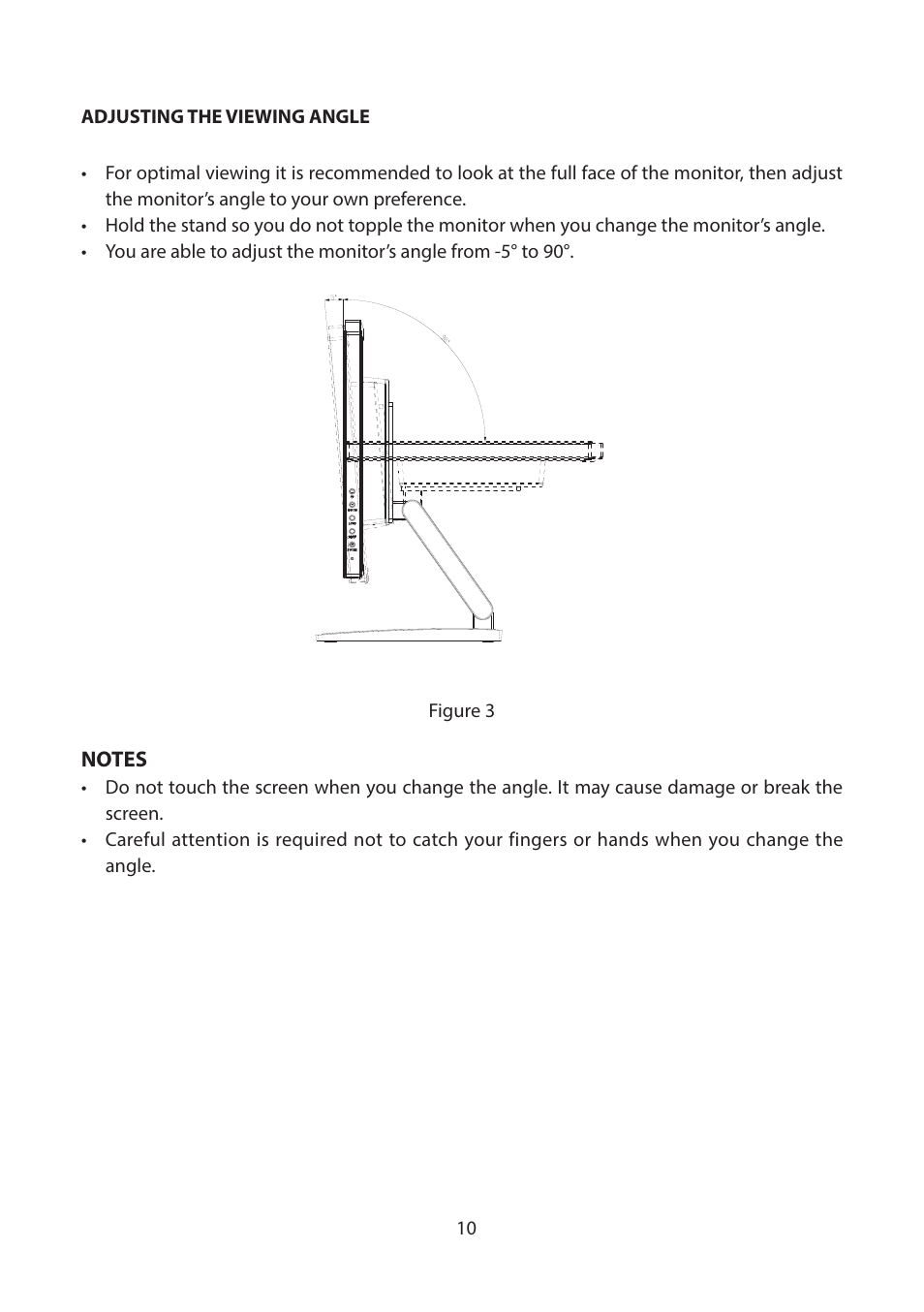 Adjusting the viewing angle | Planar Systems Helium PCT2265 21.5" Multi-Touch Monitor User Manual | Page 11 / 28
