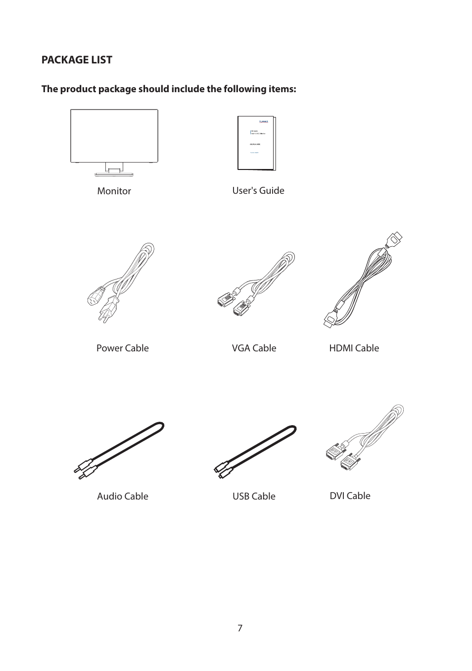 Package list | Planar Systems Helium PCT2265 21.5" Multi-Touch Monitor User Manual | Page 8 / 28