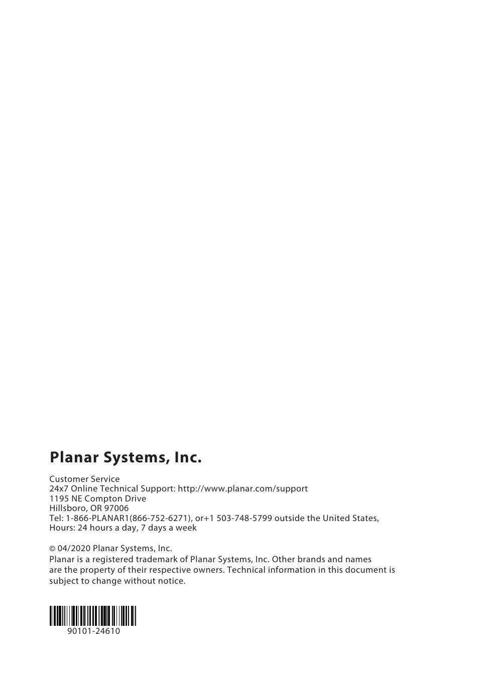 Planar systems, inc | Planar Systems PXL3280W 31.5" 16:9 QHD IPS Monitor User Manual | Page 22 / 22