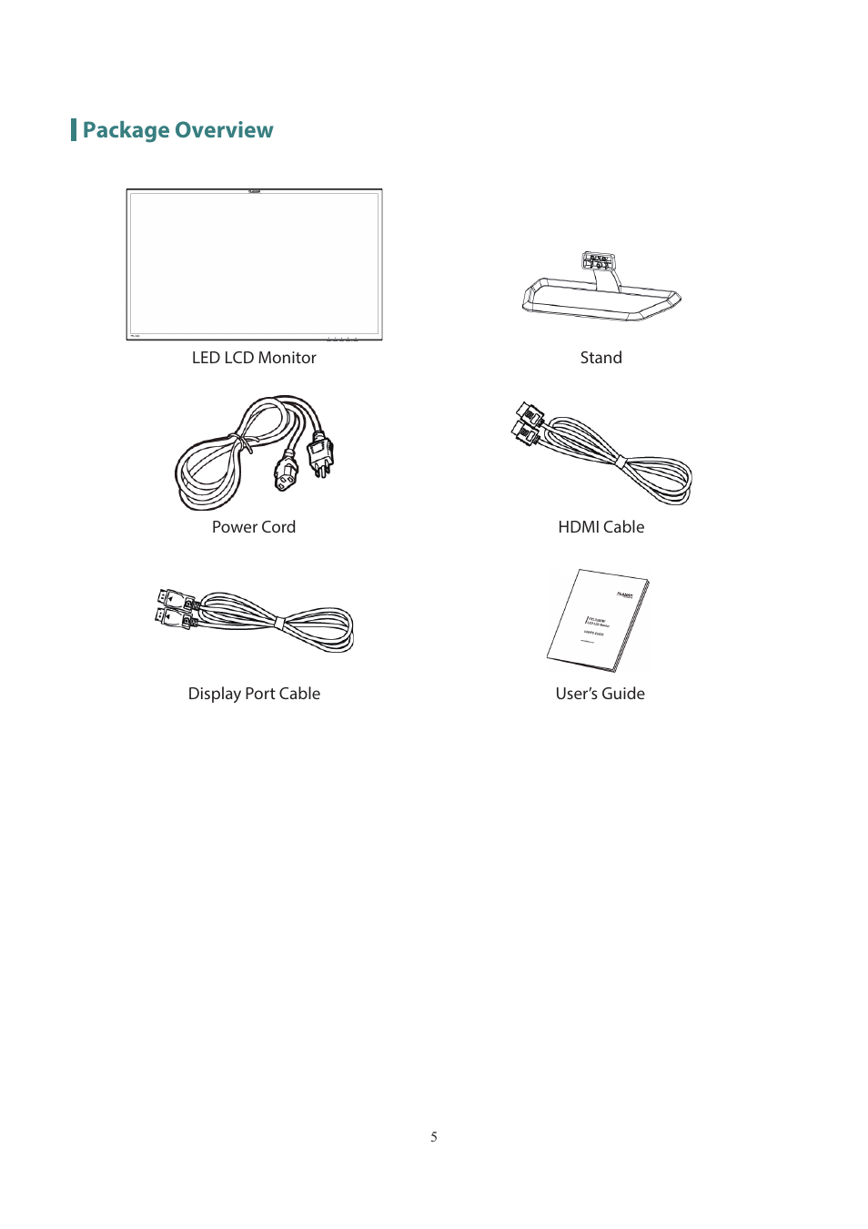 Package overview | Planar Systems PXL3280W 31.5" 16:9 QHD IPS Monitor User Manual | Page 7 / 22
