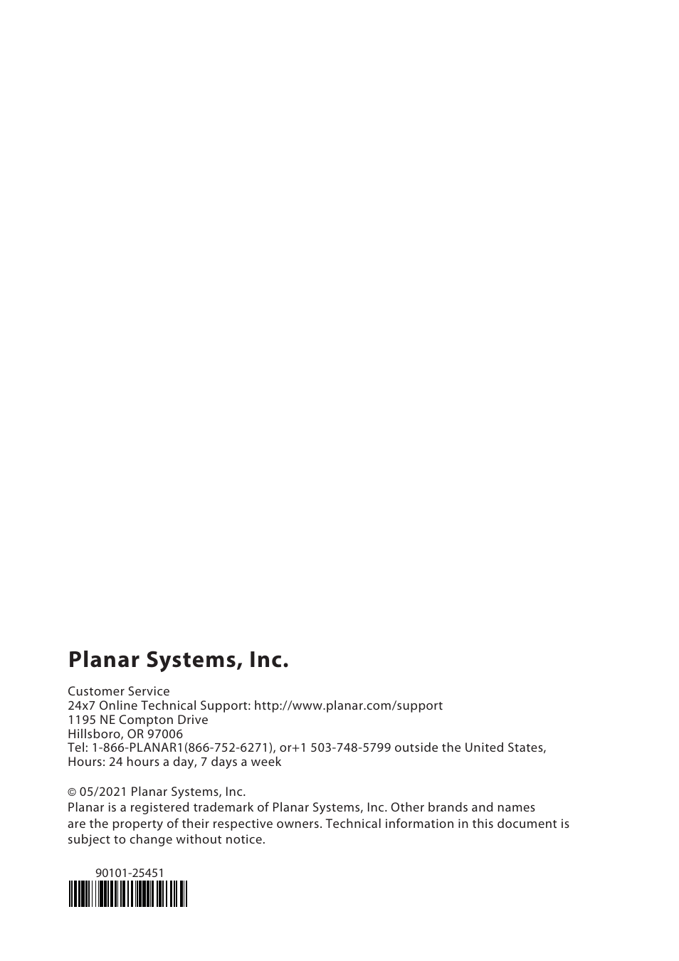 Planar systems, inc | Planar Systems PXN2200 21.5" 16:9 IPS Monitor User Manual | Page 22 / 22