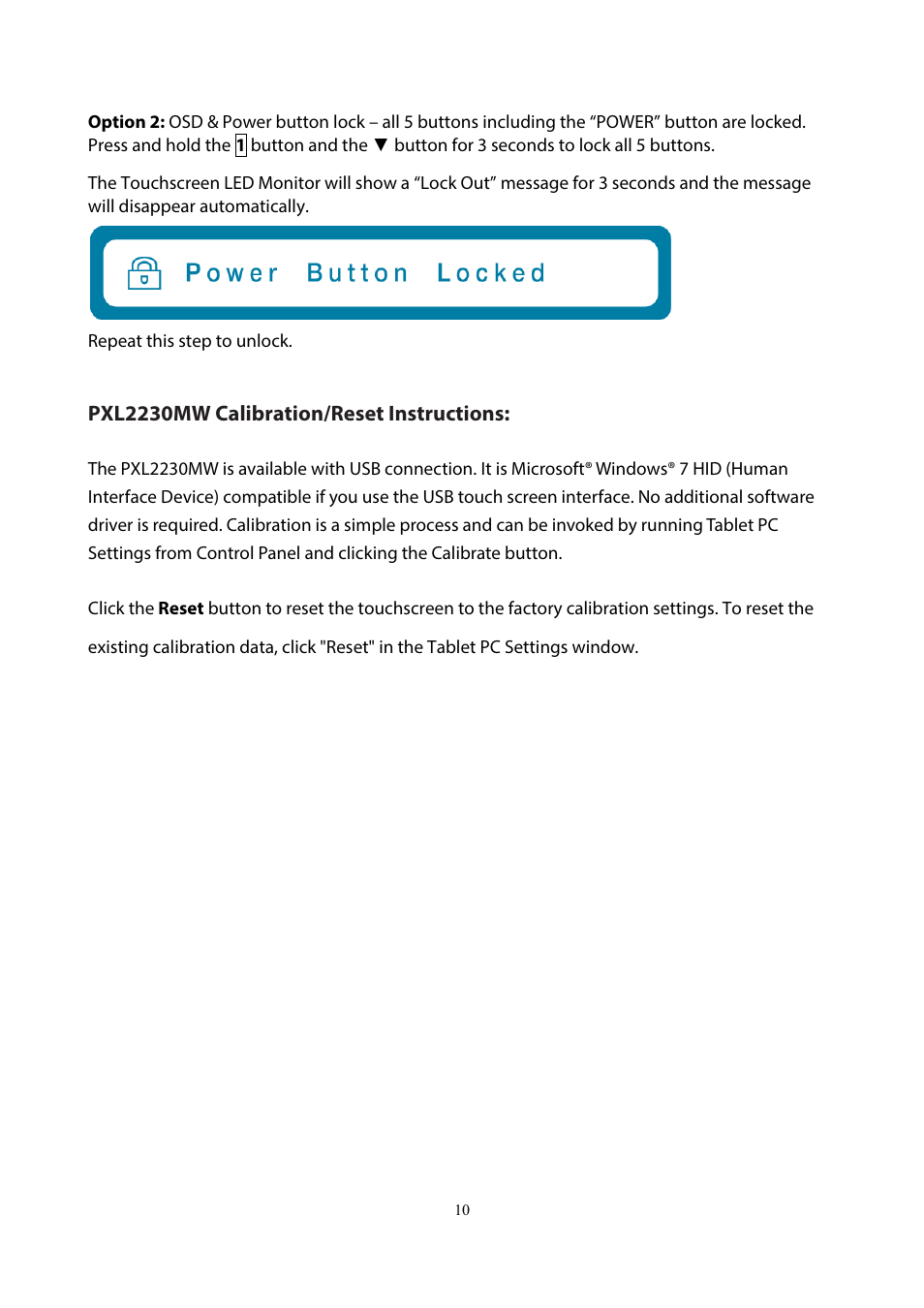 Planar Systems PXL2230MW 21.5" 16:9 Touchscreen LCD Monitor User Manual | Page 12 / 21