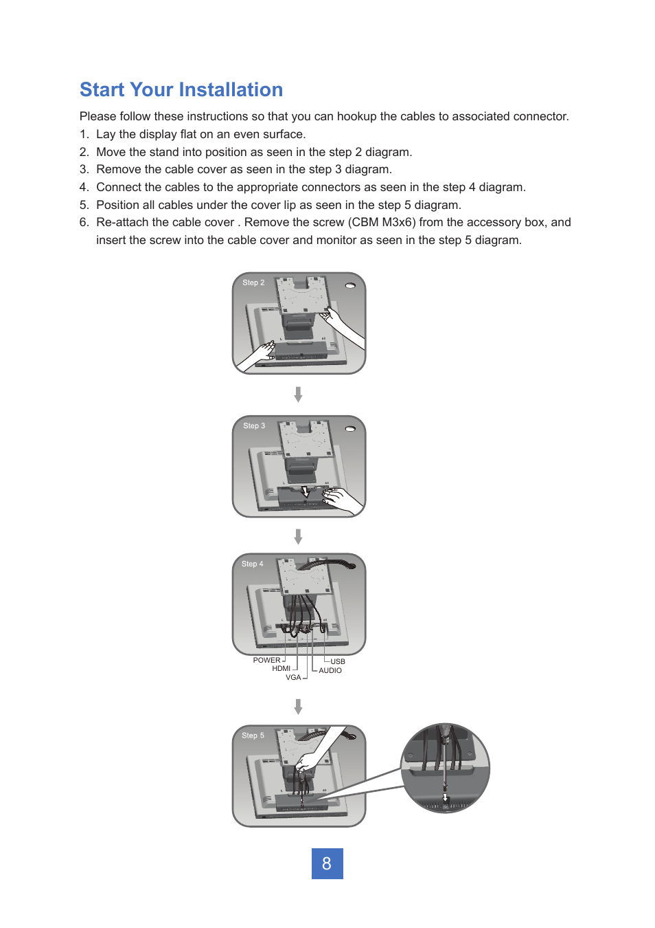 Start your installation | Planar Systems PT1545R 15" 4:3 Resistive Touch Point of Sale LCD Monitor User Manual | Page 13 / 33