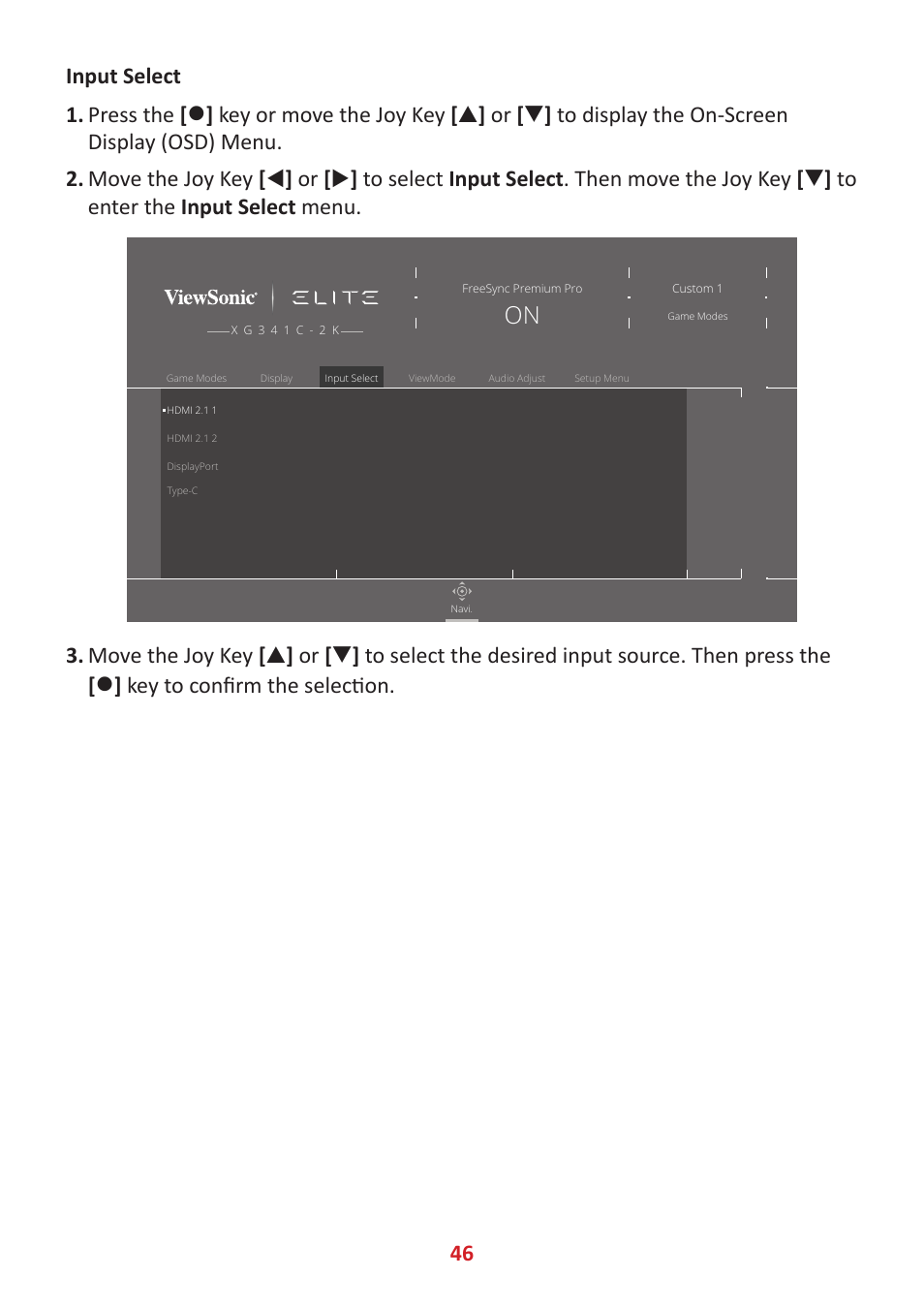 VIEWSONIC Elite XG341C-2K 34" 1440p HDR 200 Hz Curved Ultrawide Gaming Monitor User Manual | Page 46 / 85