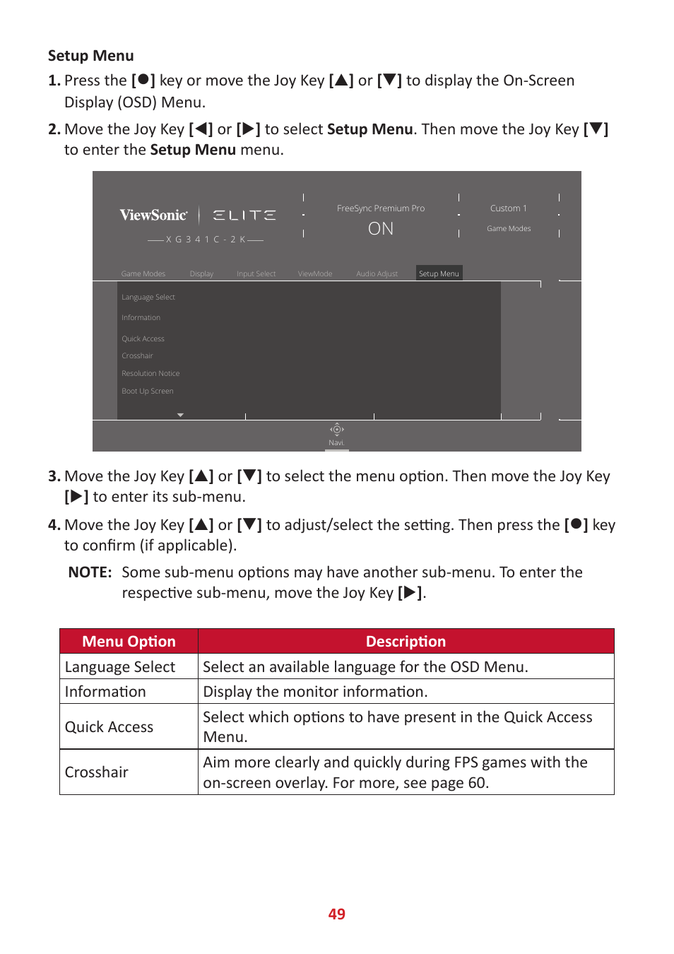 VIEWSONIC Elite XG341C-2K 34" 1440p HDR 200 Hz Curved Ultrawide Gaming Monitor User Manual | Page 49 / 85