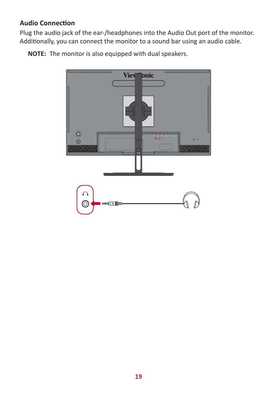 Audio connection | VIEWSONIC ColorPro 27" 4K HDR Monitor User Manual | Page 19 / 82