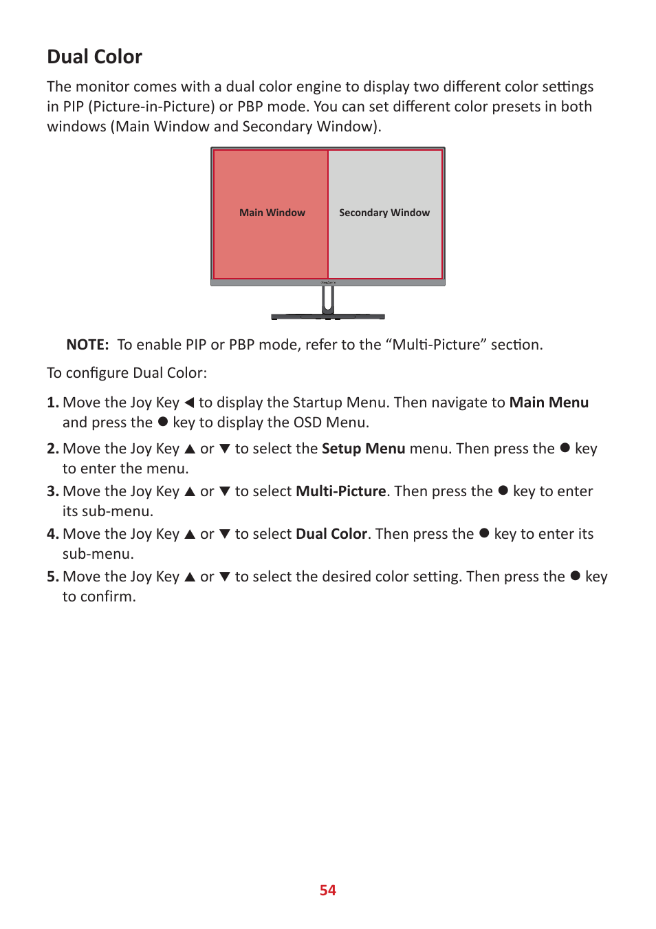 Dual color | VIEWSONIC ColorPro 27" 4K HDR Monitor User Manual | Page 54 / 82