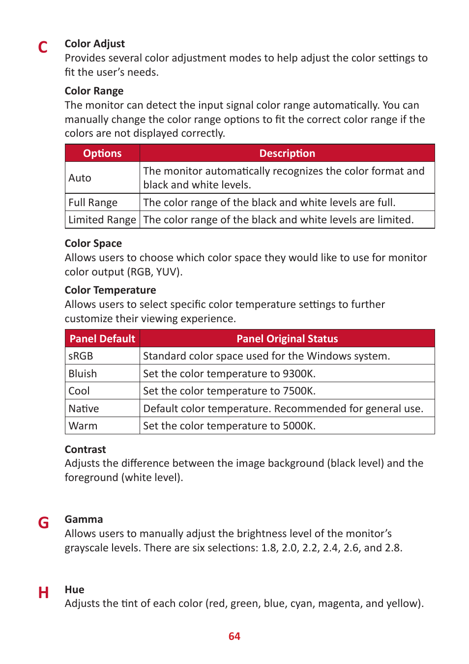 VIEWSONIC ColorPro 27" 4K HDR Monitor User Manual | Page 64 / 82