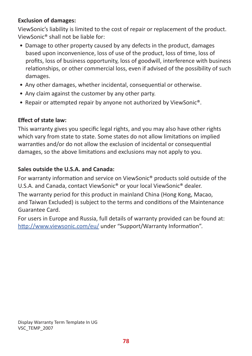 VIEWSONIC ColorPro 27" 4K HDR Monitor User Manual | Page 78 / 82